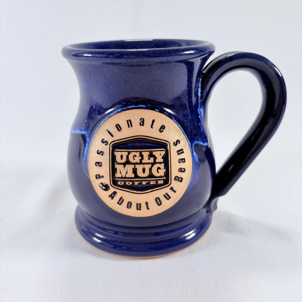 Grey Fox Pottery Ugly Mug Coffee‎ Mug Blue Handmade Stoneware USA